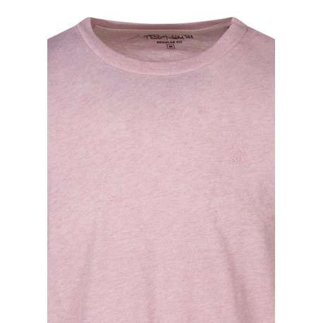 T-shirt rose uni à logo avec une coupe droite et un col rond - Image 3