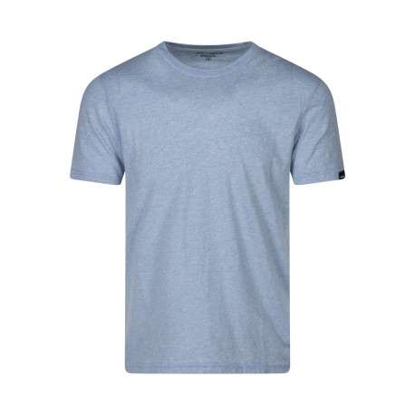 T-shirt bleu uni coupe droite avec un col rond et des manches courtes