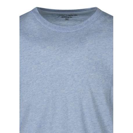 T-shirt bleu uni coupe droite avec un col rond et des manches courtes - Image 3