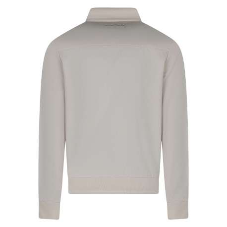 Blouson beige uni avec une coupe droite et un col montant boutonné - Image 2