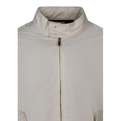 Blouson beige uni avec une coupe droite et un col montant boutonné - Image 3
