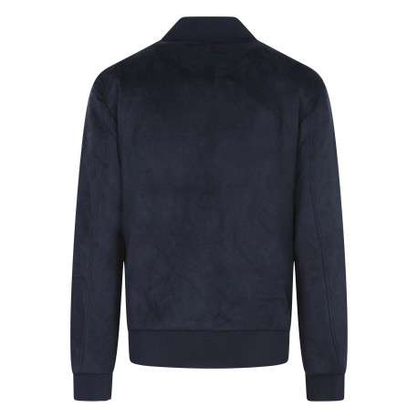 Blouson bleu foncé uni avec une coupe ajustée et un col montant - Image 2