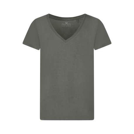 T-shirt vert uni avec une coupe droite et des manches courtes