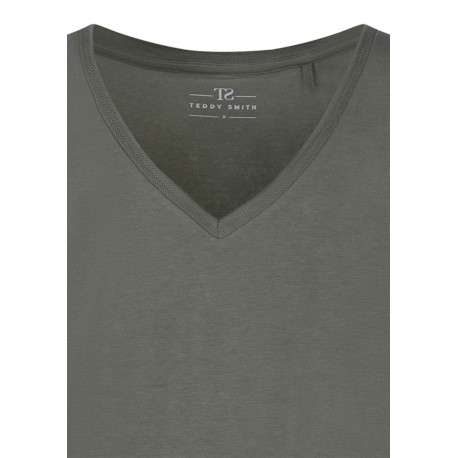 T-shirt vert uni avec une coupe droite et des manches courtes - Image 3