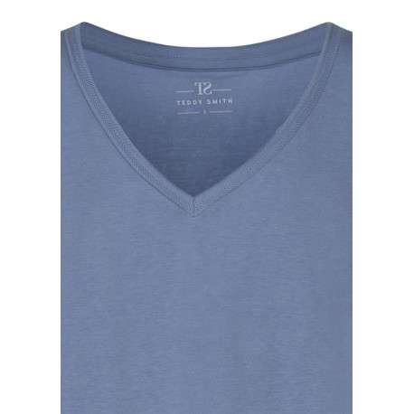 T-shirt bleu uni avec une coupe droite et des manches courtes - Image 3