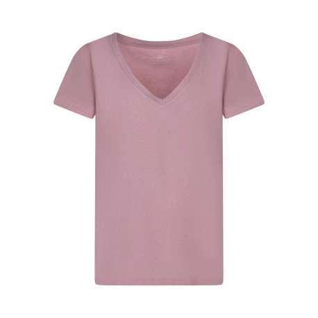 T-shirt rose uni avec une coupe droite et des manches courtes