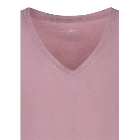 T-shirt rose uni avec une coupe droite et des manches courtes - Image 3