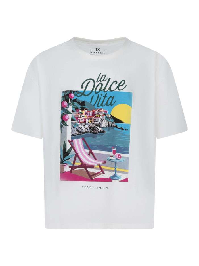 T-shirt en coton blanc à...