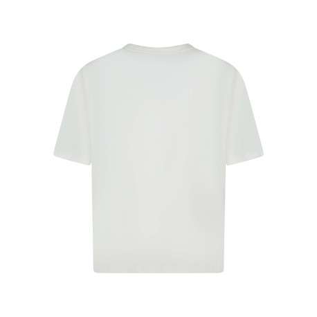 T-shirt en coton blanc à imprimé avec une coupe droite et un col rond - Image 2
