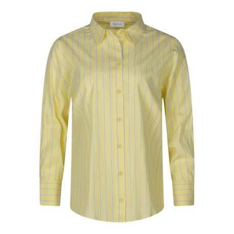 Chemisier en coton jaune à rayures avec une coupe ajustée et un col chemise