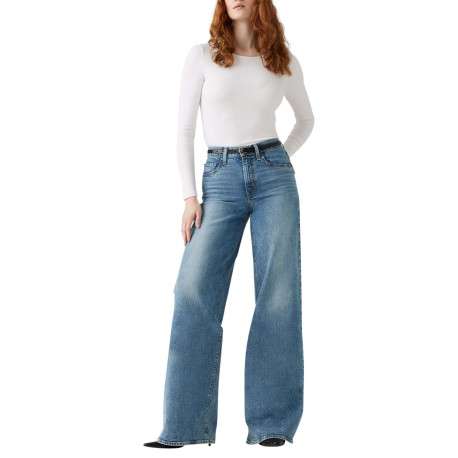 Jean 728 coupe wide leg en coton bleu pourvu de coutures contrastées - Image 3