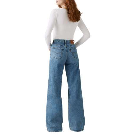 Jean 728 coupe wide leg en coton bleu pourvu de coutures contrastées - Image 4