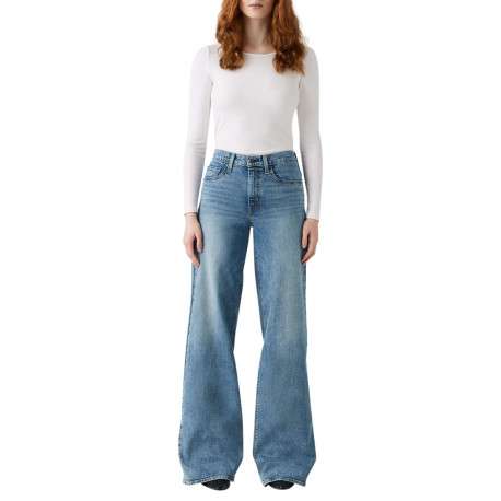Jean 728 coupe wide leg en coton bleu pourvu de coutures contrastées - Image 6