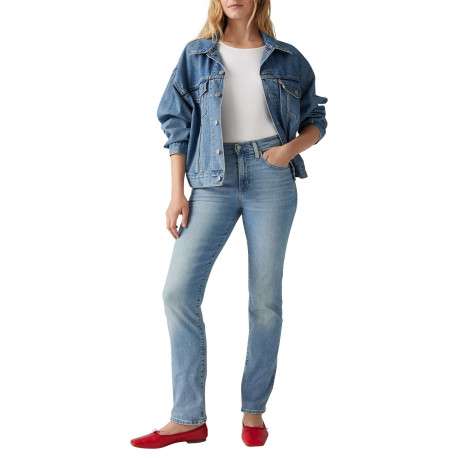 Jean 724 coupe droite en coton mélangé bleu pourvu de poches plaquées - Image 8