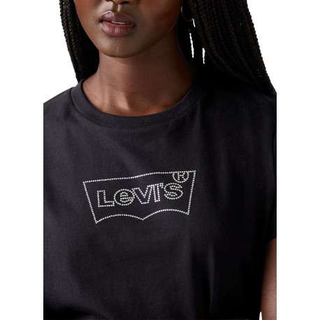 T-shirt en coton noir à coupe ajustée pourvu de manches courtes - Image 5