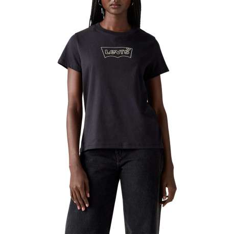 T-shirt en coton noir à coupe ajustée pourvu de manches courtes - Image 6