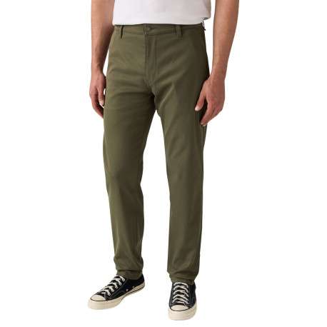 Pantalon chino kaki à coupe slim pourvu du patch de la marque - Image 3