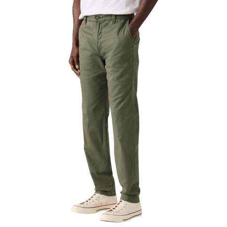 Pantalon chino kaki à coupe slim pourvu du patch de la marque - Image 3