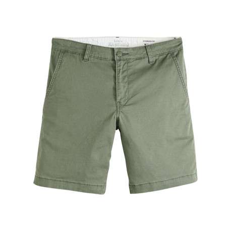 Short chino kaki à coupe droite pourvu du patch de la marque