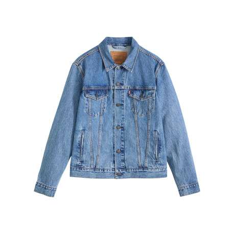 Veste en coton bleu à coupe ajustée pourvu d'un col à revers