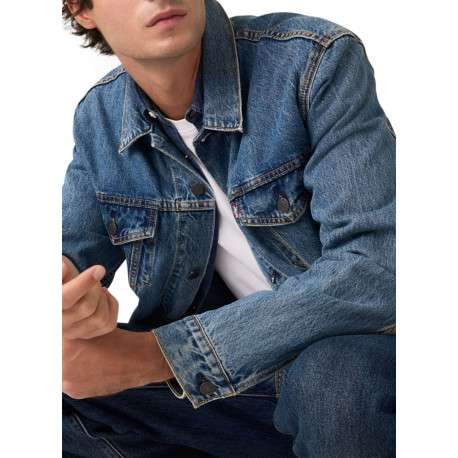 Veste en coton bleu à coupe ajustée pourvu d'un col à revers - Image 5