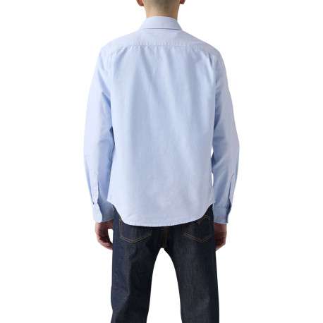 Chemise en coton ciel à coupe droite pourvue d'un col à revers - Image 4