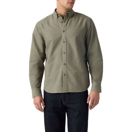 Chemise en coton kaki à coupe droite pourvue d'une col boutonné - Image 6