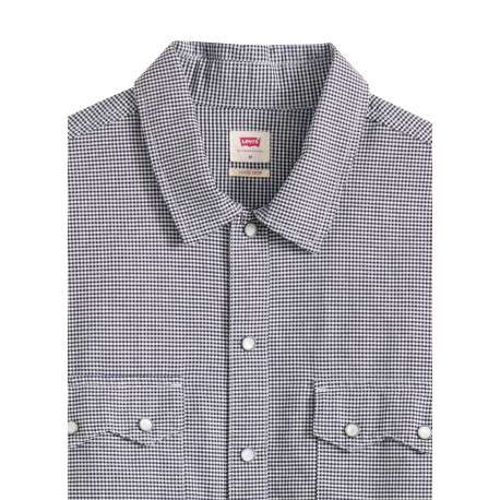 Chemise en coton blanche et noire unie avec une coupe droite et un col à revers - Image 7