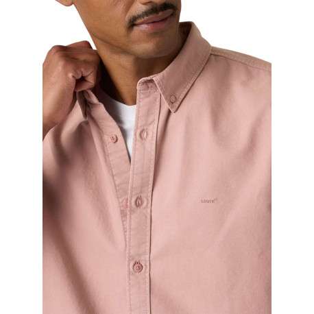 Chemise en coton rose à coupe droite pourvue d'un col boutonné - Image 5
