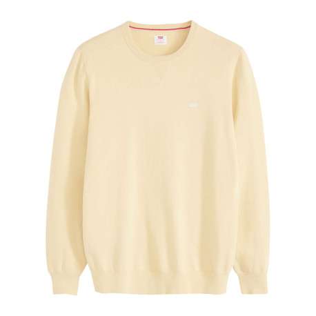 Pull en coton mélangé jaune à coupe droite pourvu d'un col rond