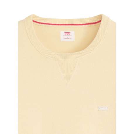 Pull en coton mélangé jaune à coupe droite pourvu d'un col rond - Image 2