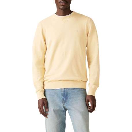 Pull en coton mélangé jaune à coupe droite pourvu d'un col rond - Image 3
