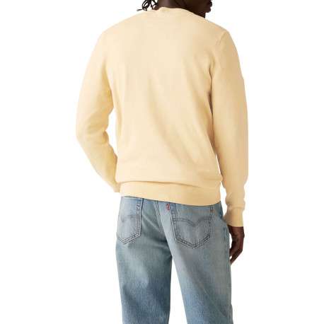 Pull en coton mélangé jaune à coupe droite pourvu d'un col rond - Image 4