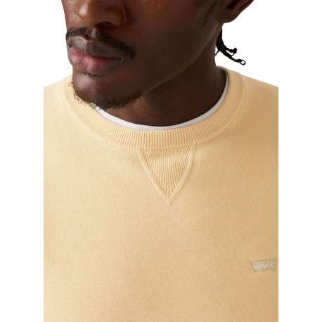 Pull en coton mélangé jaune à coupe droite pourvu d'un col rond - Image 5