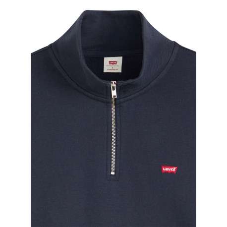 Sweat en coton marine à coupe droite pourvu d'un col camionneur - Image 2