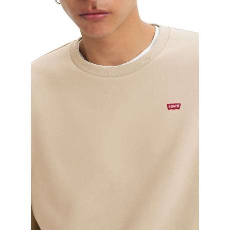 Pull en coton beige à coupe droite pourvu d'un col rond côtelé - Image 5