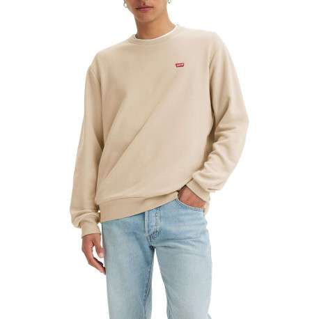 Pull en coton beige à coupe droite pourvu d'un col rond côtelé - Image 6