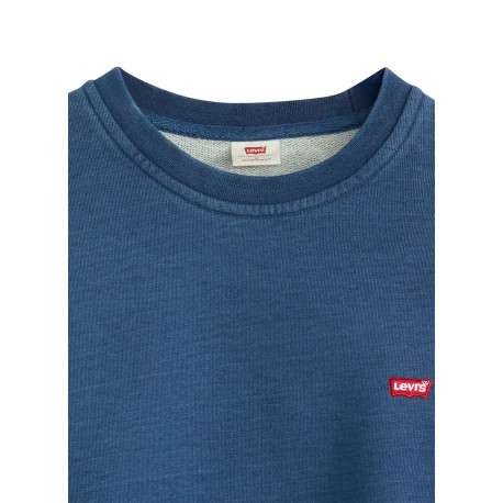 Pull en coton bleu à coupe droite effet délavé pourvu d'un col rond - Image 2