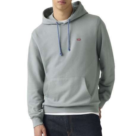 Sweat en coton gris à coupe droite pourvu d'un col à capuche