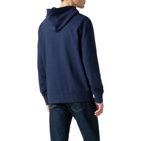 Sweat zippé en coton marine à coupe droite pourvu d'un col à capuche - Image 2