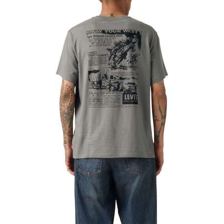 T-shirt en coton anthracite imprimé à coupe droite pourvu d'un col rond - Image 3