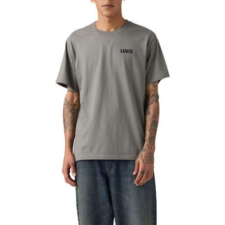 T-shirt en coton anthracite imprimé à coupe droite pourvu d'un col rond - Image 4