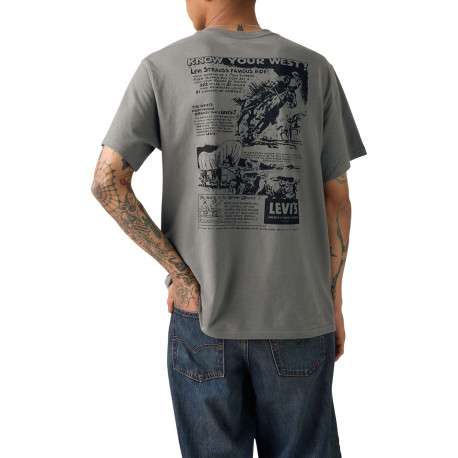 T-shirt en coton anthracite imprimé à coupe droite pourvu d'un col rond - Image 6