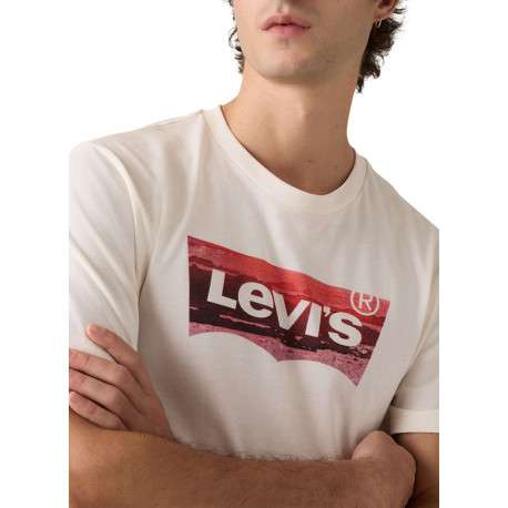 T-shirt en coton blanc imprimé à coupe droite pourvu d'un col rond - Image 3