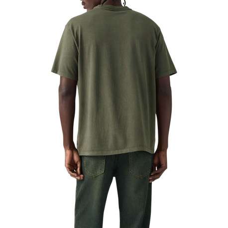 T-shirt en coton kaki imprimé à coupe droite pourvu d'un col rond - Image 4
