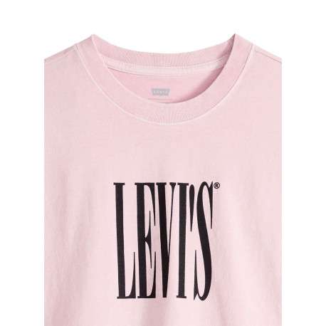 T-shirt en coton rose imprimé à coupe droite pourvu d'un col rond - Image 2