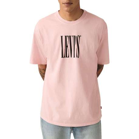 T-shirt en coton rose imprimé à coupe droite pourvu d'un col rond - Image 3