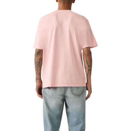T-shirt en coton rose imprimé à coupe droite pourvu d'un col rond - Image 4
