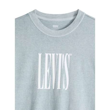 T-shirt en coton gris imprimé à coupe droite pourvu d'un col rond - Image 2