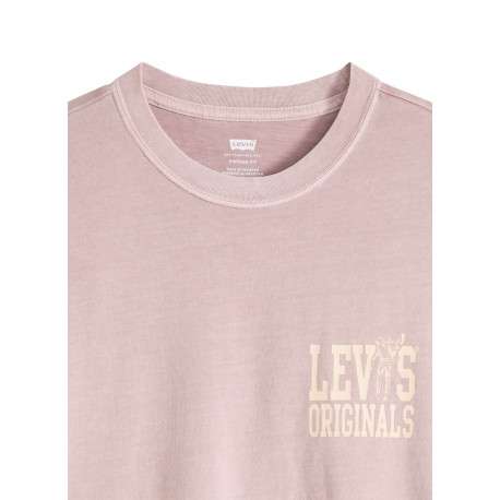 T-shirt en coton rose à coupe droite pourvu d'un col rond côtelé - Image 2